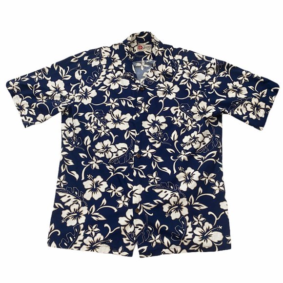 Hilo Hattie Hawaiian Original Short Sleeve Navy - Picture 1 of 5